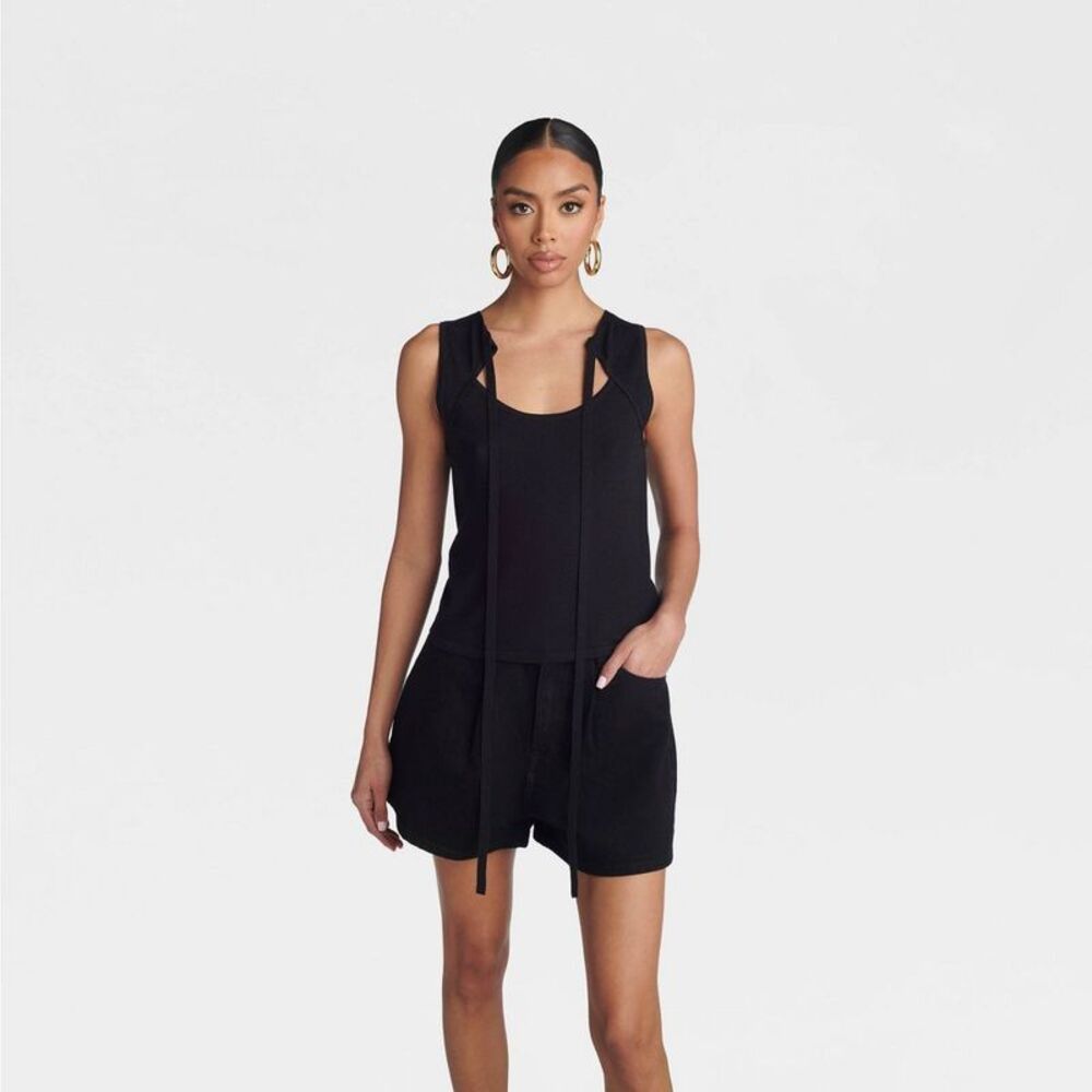 KBB by KAHLANA Women's 'The Tie Front Tank Top' - Black XXS